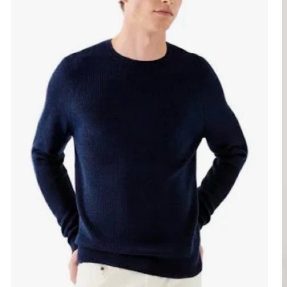 Patrick Assaraf men’s Merino Rib‎ Crew Neck Sweater Color: black Size: Large